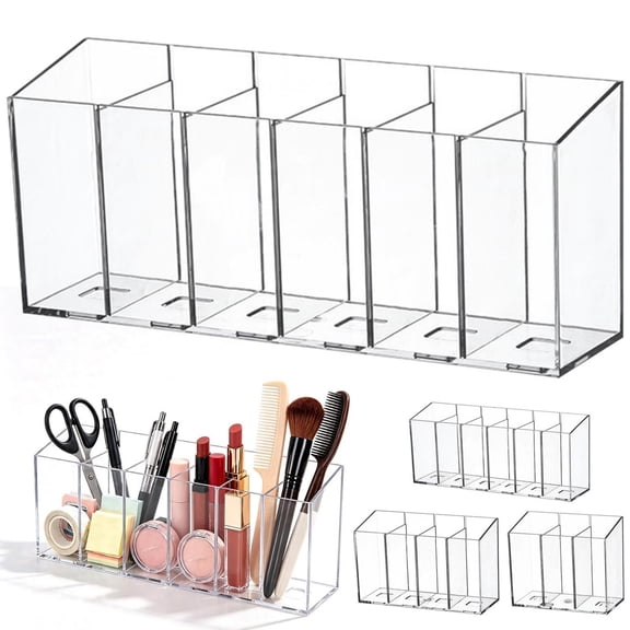 CozeLy Acrylic Pen Holder Desk Organizer Makeup Brush Holder for Colored Pencils Brushes Remote Control Vanity Countertop Storage Accessory