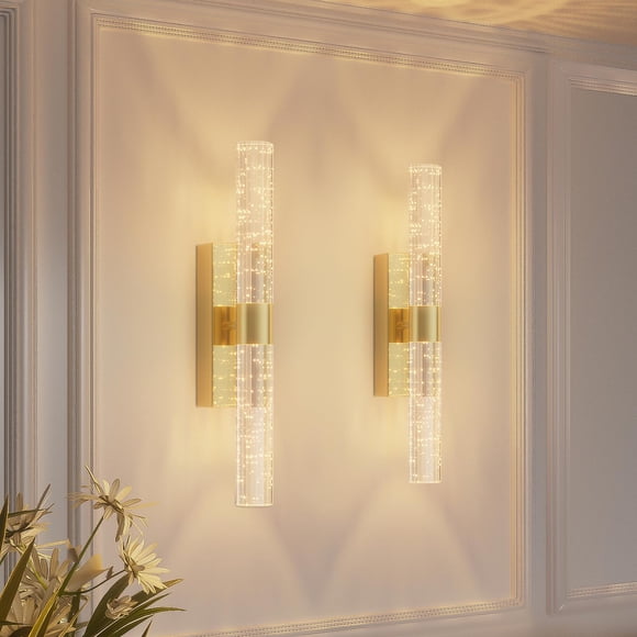 Candelabros de pared Camuucci, 2 unidades, funcionan con pilas de 53 cm, color dorado