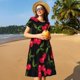 thumbnail image 4 of Balery Cherry Vestidos sueltos de manga corta para mujer, vestidos de verano 2025, vestidos casuales de corte A con vuelo., 4 of 6