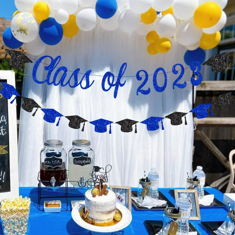 A royal blue, black and gold themed birthday