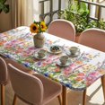 thumbnail image 3 of Pink Flowers Table Cloths for 3 Foot Rectangle Tables, Spring Floral Daisy Farmhouse Pastoral Botanical Patio Waterproof Elastic Fitted Tablecloths, Washable Rectangular Table Cover for Camping, 3 of 8
