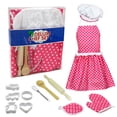 thumbnail image 1 of Fiudx Ofertas flash Artículos en oferta Juego de cocina y horneado para niños de 12 piezas, disfraz de cocina, juego de rol, delantal, sombrero, 1 of 6