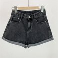 thumbnail image 2 of Prolriy Jean Shorts for Women, Women Denim Vintage Summer Basic Simple High Waist Shorts Womens Shorts Womens Jeans Grey S, 2 of 3