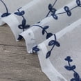 thumbnail image 6 of Sheer Valance Curtains, Leaf Embroidered Kitchen Window Treatment Voile Valances Cafe Curtains Rod Pocket, Faux Linen Textured Semi Sheer Bathroom Curtain Navy Blue, 52" W x 36" L, 6 of 7