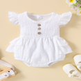 thumbnail image 2 of Bébé Filles Vol Manches Romper Mode Couleur Unie Bouton Cou Volant Triangle Combinaisons, 2 of 7