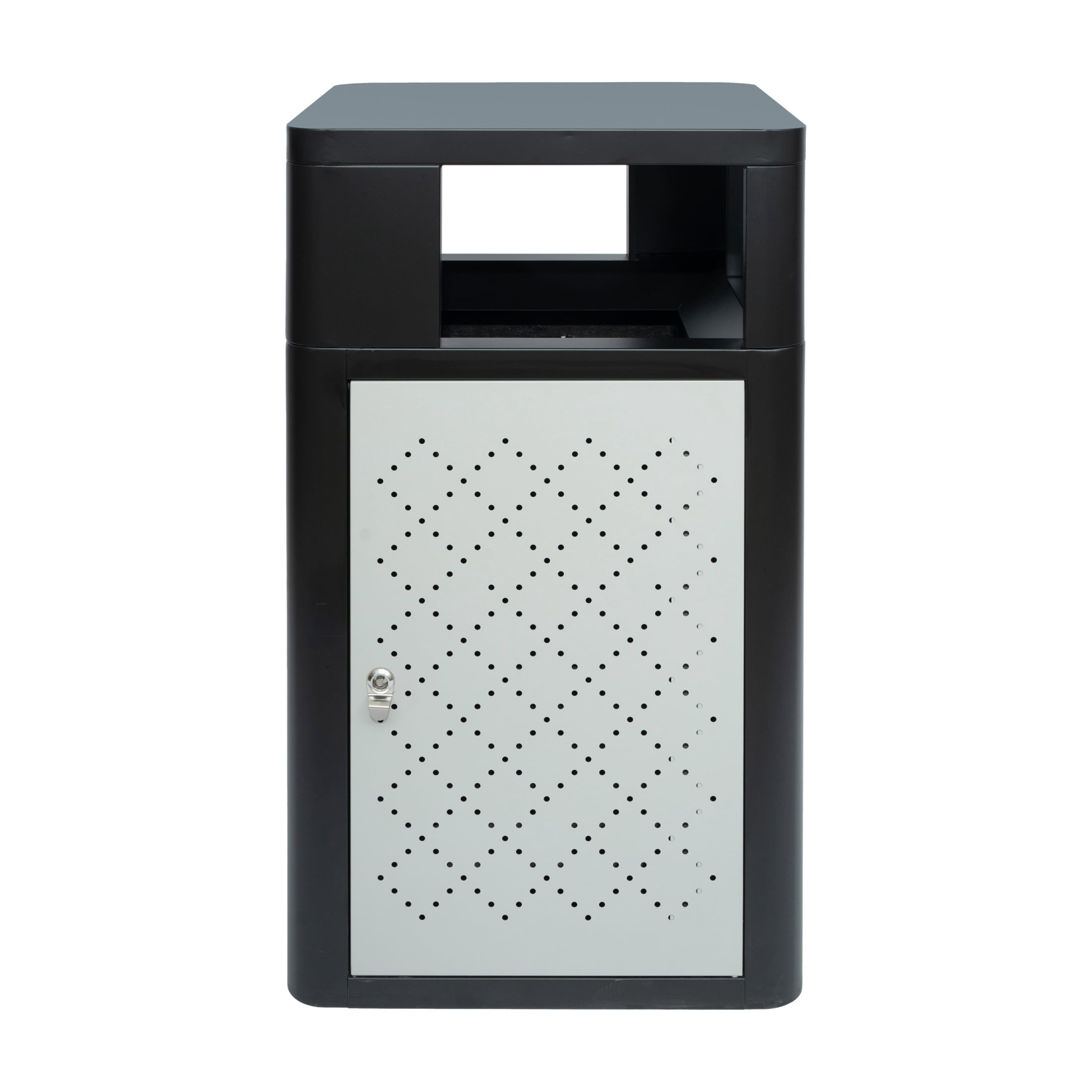 Flash Furniture Brooks Steel Indoor-Outdoor Trash Can with Locking Access Door 31.4 Gallon
