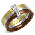 thumbnail image 1 of Women Three Tone IP Stainless Steel Ring with Top Grade Crystal in Clear - Size 9, 1 of 1