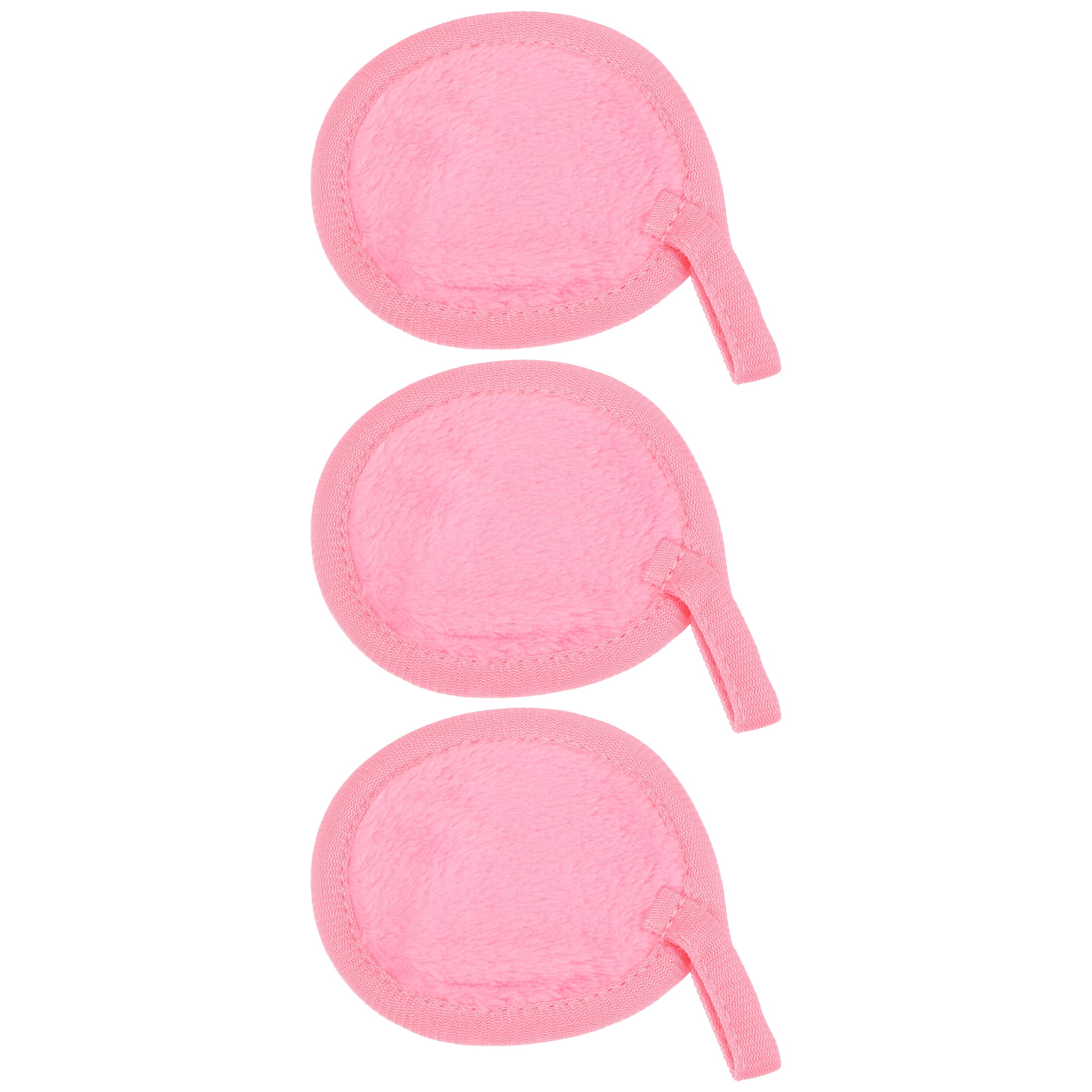 Unique Bargains 3 Pcs Soft Flannel Pads Reusable Makeup Remover Eco Pads Facial Cleansing Pad for Most Skin Dark Pink