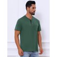thumbnail image 4 of DARING DIVA Men's Casual Summer Short Sleeves Button Henley Basic Tee L Light Green, 4 of 7