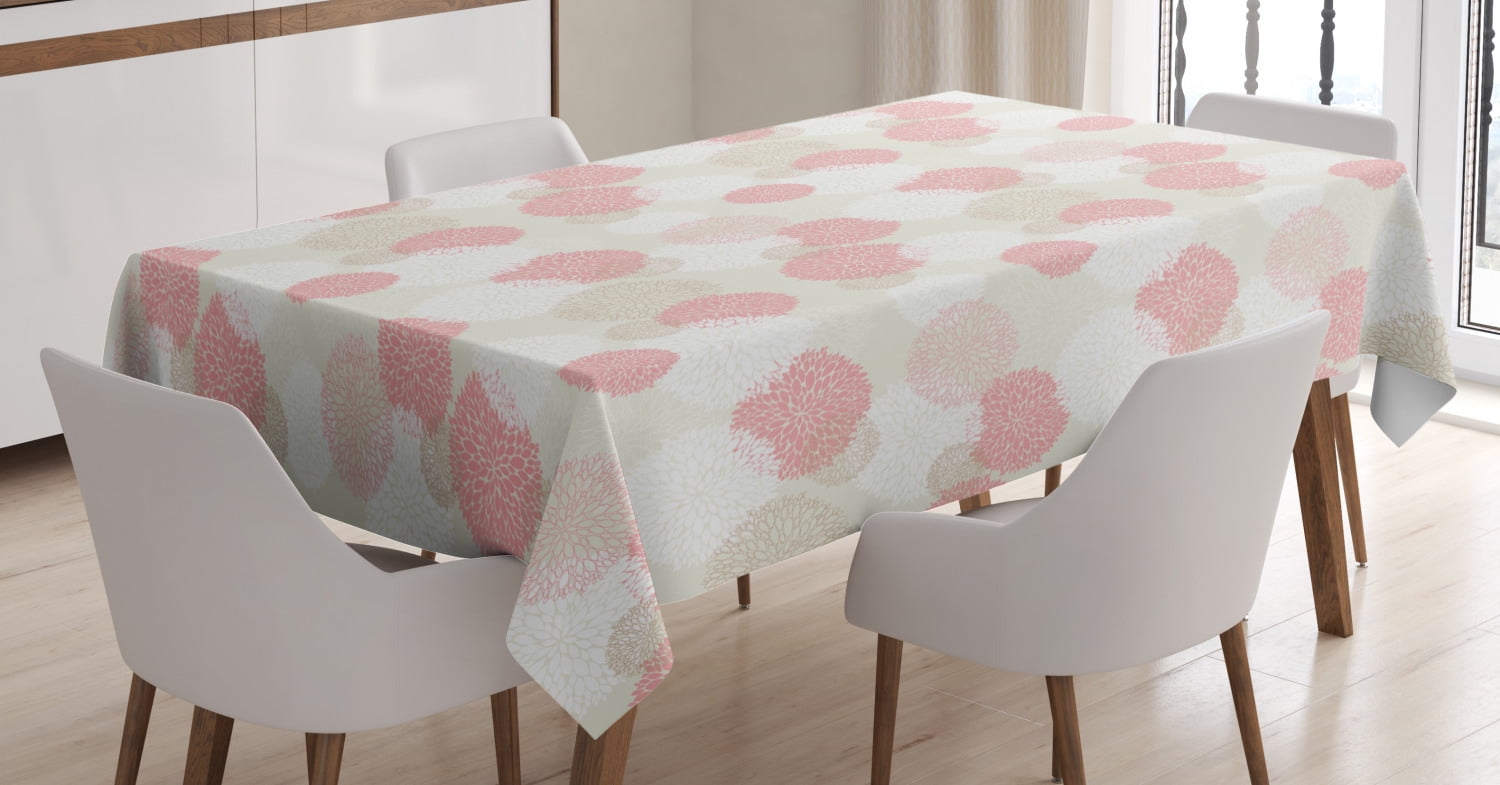 Pastel Tablecloth, Soft Toned Spring Floral Motif with Peony Blossoms