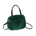 thumbnail image 3 of Bolso de mano de felpa para mujer, suave y moderno, tipo bandolera, ideal para ir al trabajo, vacaciones y viajes. Verde oscuro, 3 of 8