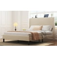 thumbnail image 4 of JERFIT Queen Size bed with a metal frame, a platform bed that does not require a spring box, reduces noise and is easy to assemble in beige, 4 of 9