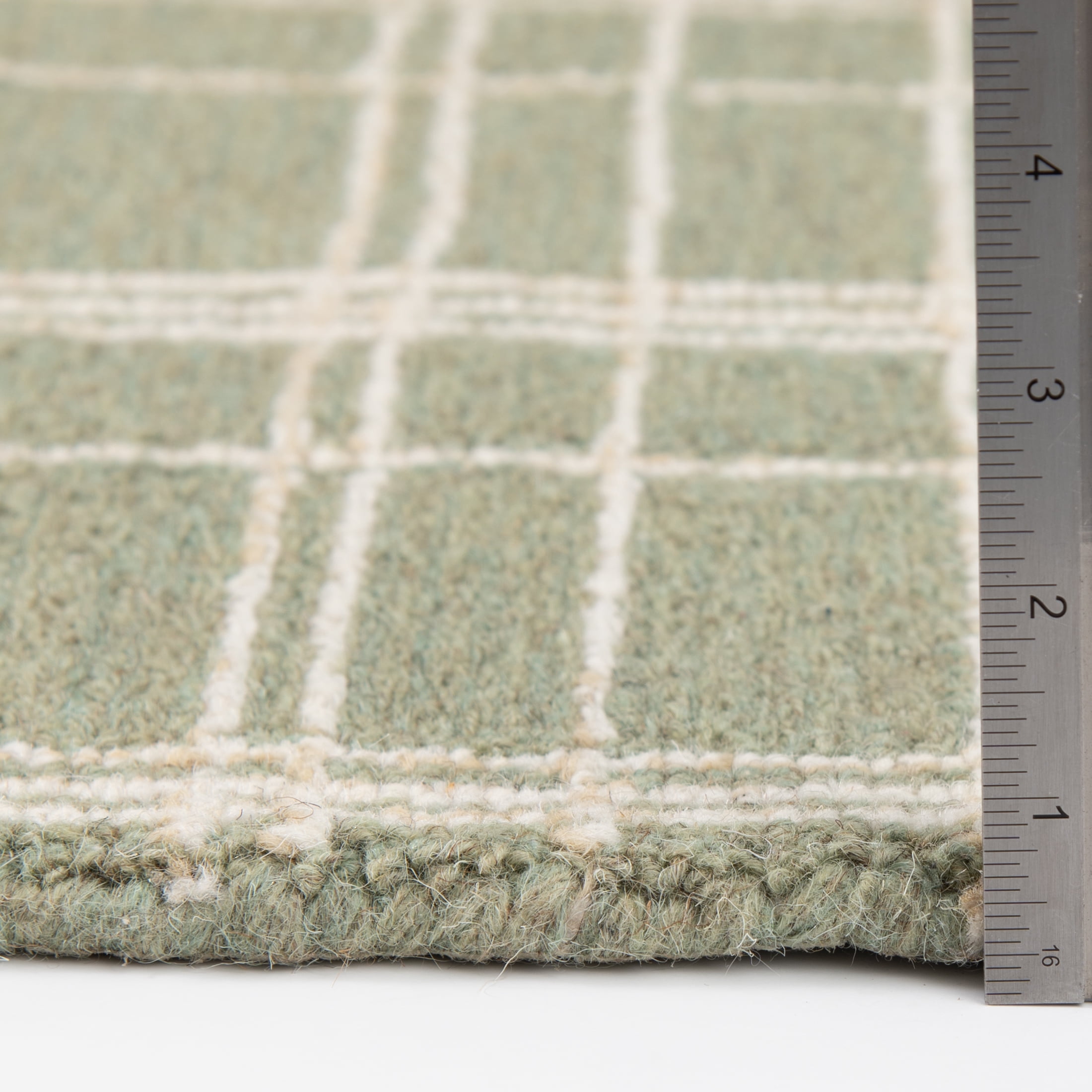 Better Homes & Gardens Lt Green Plaid Wool Indoor Runner Rug, 2'6"x7'