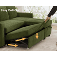 thumbnail image 6 of Vipbear 81" Sleeper Sofa Bed with Pull Out Bed, L Shaped Couch Sectional Sleeper Sofa, Pull Out Couch with Reversible Storage Chaise, Side Pockets, Chenille Green, 6 of 8
