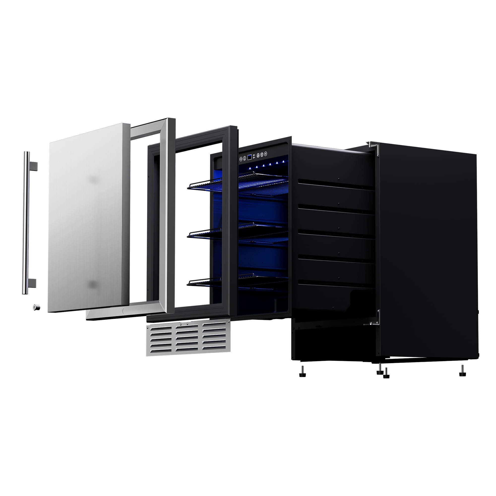Simzlife 5 Cu.ft. Undercounter Freestanding Stainless Steel Door Beverage Refrigerator, 23.4 in W, 34.25 in H