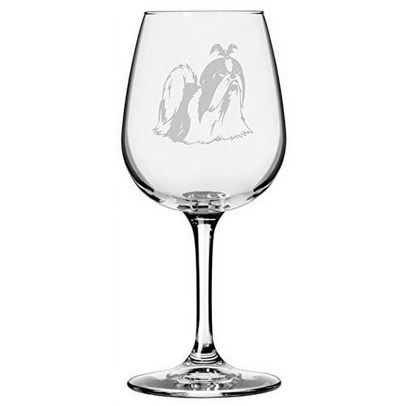 Shih Tzu Dog Themed Etched 12.75oz Libbey Wine Glass