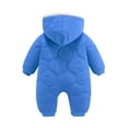 thumbnail image 4 of Zwiiyzr 2024 Baby Infant Long Sleeve Onesie Boy Girl Fluffy Jumpsuit Hooded Fleece Rompers Solid Color Cute Thick Keep Warm Bear Ear Outfits Holiday Birthday Gift Blue, 4 of 5