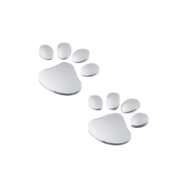Ysmzzmsy 2 PCS 3D Metal Paw Print Car Decal Sticker, 2.36 x 2.36 inches, Silver