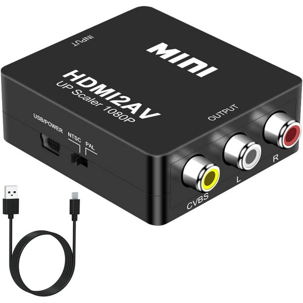 HDMI to RCA, 1080p HDMI to AV 3RCA CVBs Composite Video Audio Converter Adapter Supports for TV Roku, Chromecast, Apple TV, PC, Xbox, DVD-Black - Walmart.com