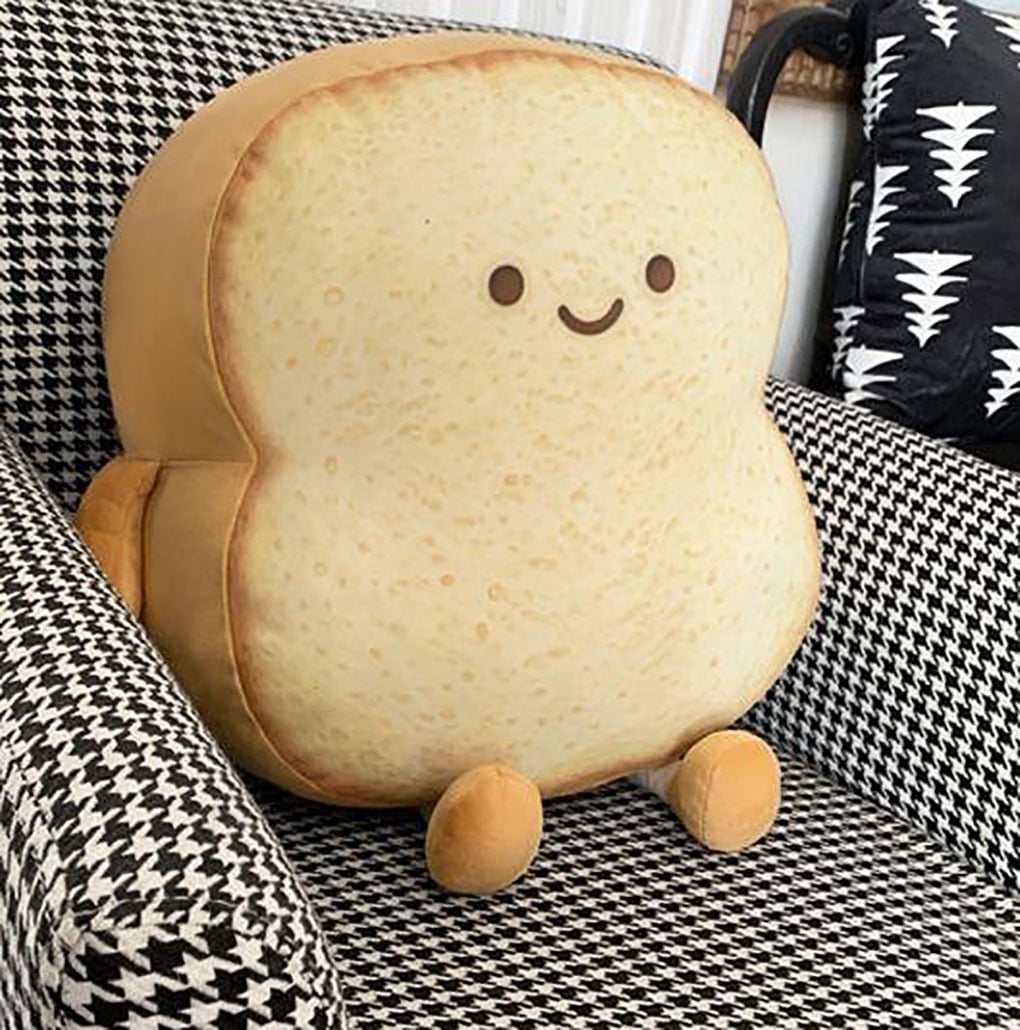 Homekie 7 inch Square Toast Bread Pillow Funny Food Plush Toy Pillows Small  Cute Stuffed Plush Toast Sofa Pillow (Happy Toast Bread,Golden)