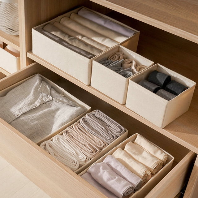 FUTUREORYY 3Ud Organizador Para Ropa Interior Y Calcetines Color Beige Para Closet Y Cajones Duradero