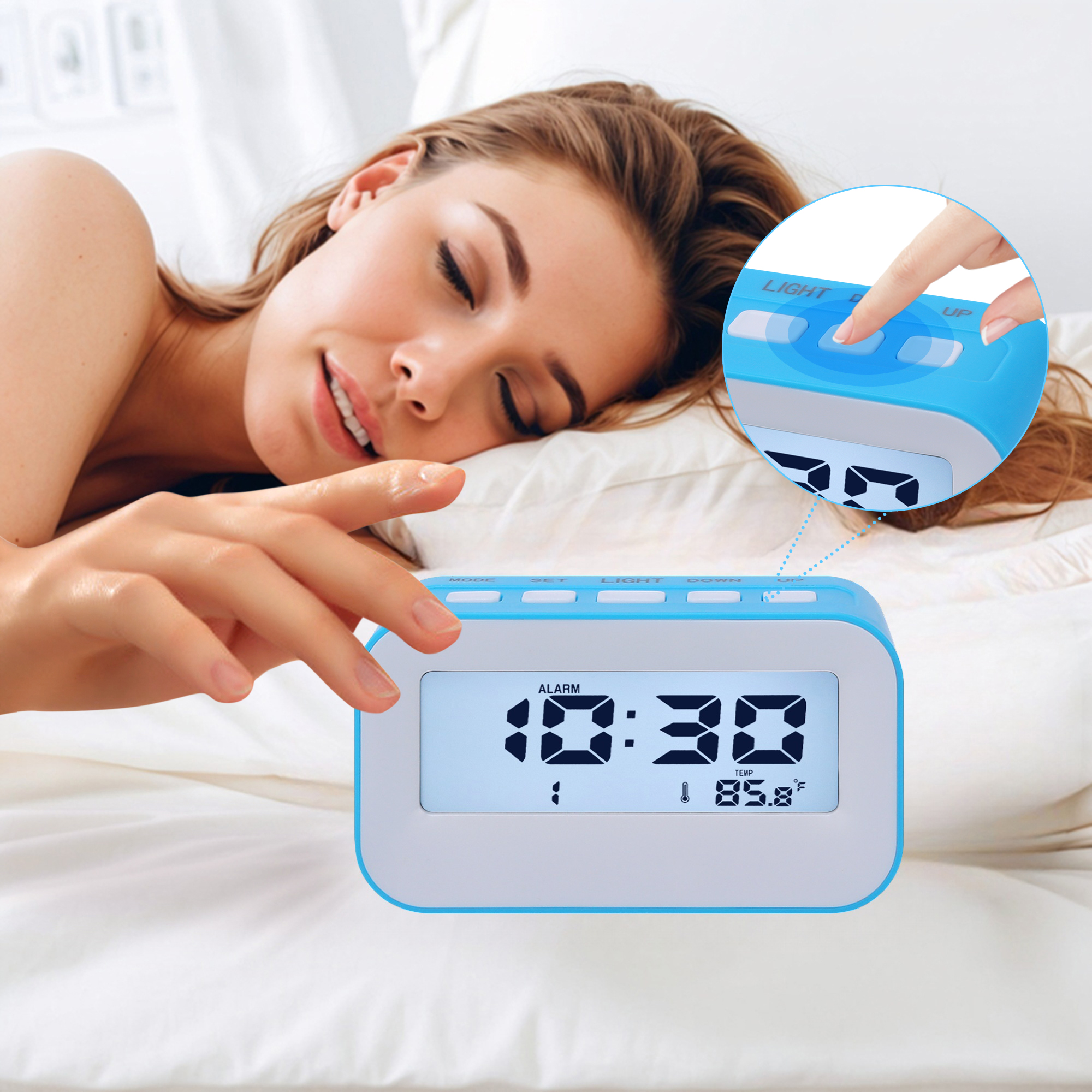 Unique Bargains Electric Alarm Clock with Temperature Display White 4.3"L x 1.8"W x 2.4"H