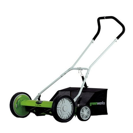 Greenworks 18-Inch Reel Lawn Mower with Grass Catcher 25062