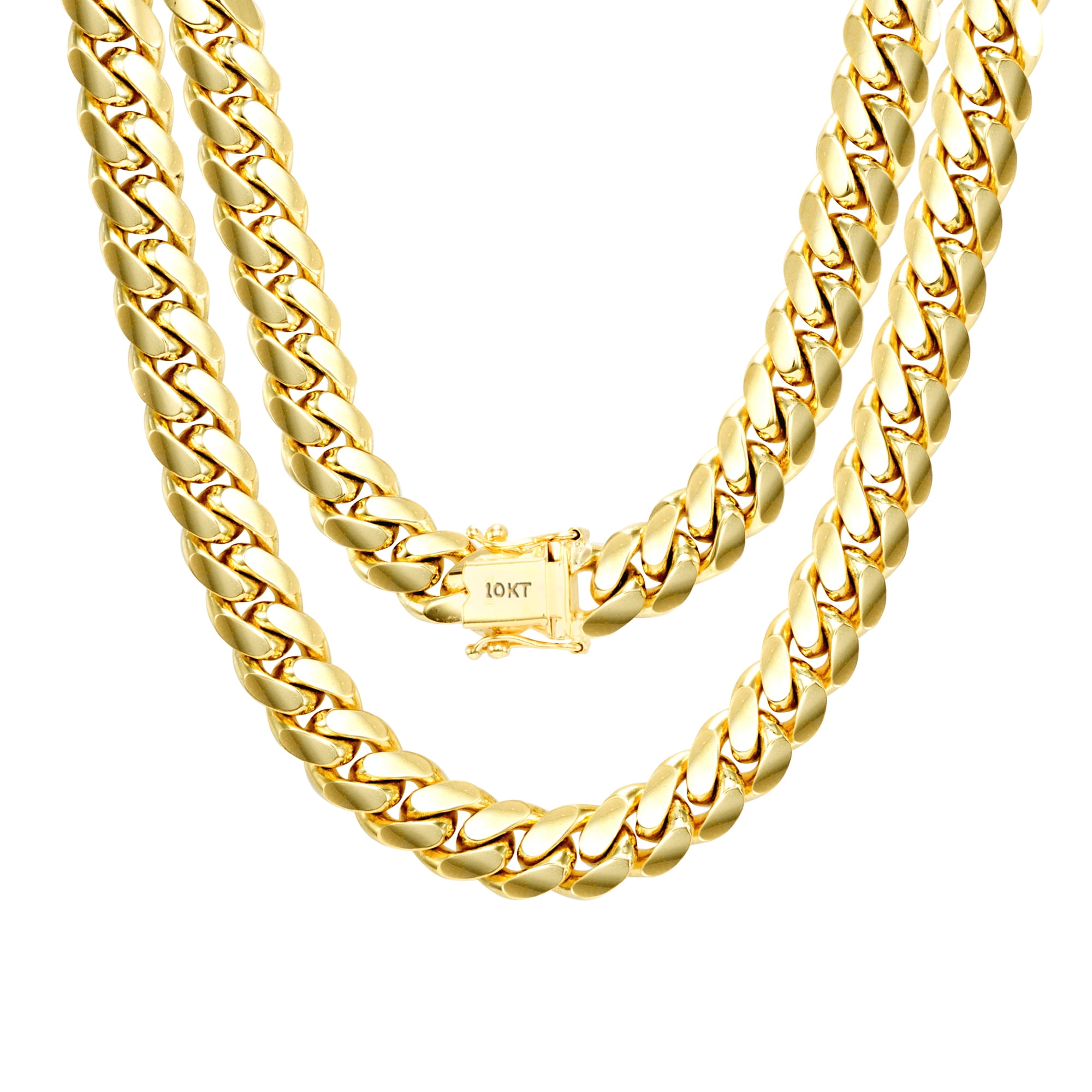 GOLD IDEA JEWELRY 3MM /4MM Solid Luxurious Miami Cuban Link Chain Heavy 14k Gold/White Gold Plated Stainless Steel Bracelet and Necklace for Men Women