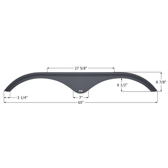 Icon Fender Skirt 14144 Tandem Axle; Fits Certain Pilgrim 5th Wheels Models And Travel Trailers; 65 Inch Length x 8-7/8 Inch Height; Gray; ABS Plastic; Tandem; Single