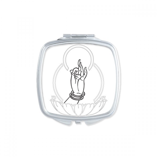 Culture Main Lotus Simple Modèle Miroir Portable Poche Compact Maquillage Double Face Verre