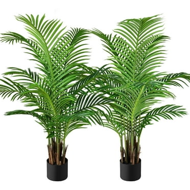 Scidweet 2 Pack Fake Majesty Palm Plant, 4 ft Faux Plants in Pot, Artificial Tree for Indoor Outdoor Home Office Decor