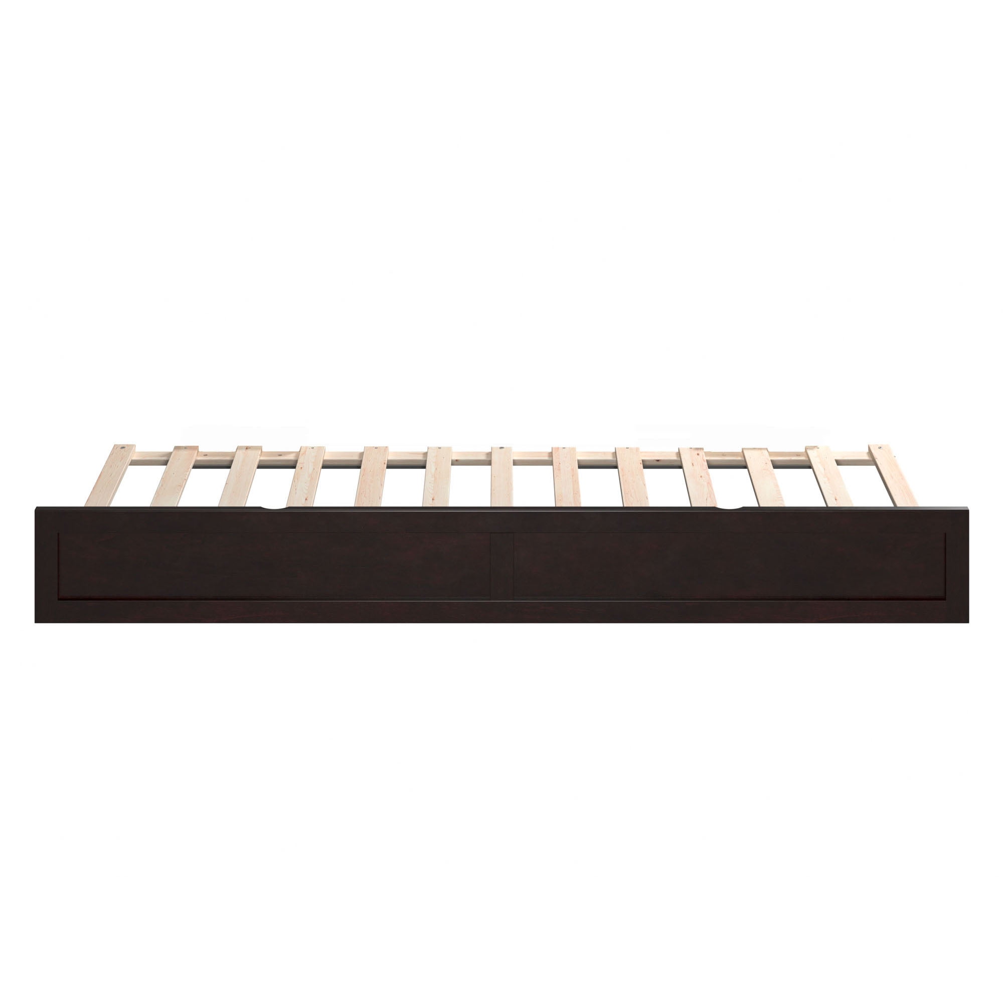 AFI Twin-XL Roll Out Wood Trundle Bed Frame with Wooden Slat Supports, Espresso
