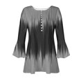 thumbnail image 4 of Lady Front Pleated Striped Printed Shirts 3/4 Length Sleeve Womens Tops Lady Summer Loose V-Neck Eyelet T-Shirts Juniors Dressy Casual Tunic Blouses, 4 of 4