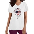 thumbnail image 4 of Haut à Col en V Imprimé pour la Fête de l'Indépendance pour Femmes, Manches Courtes, Mélange Polyester-Spandex, Blanc, Coupe Décontractée, Lavable en Machine, 4 of 5
