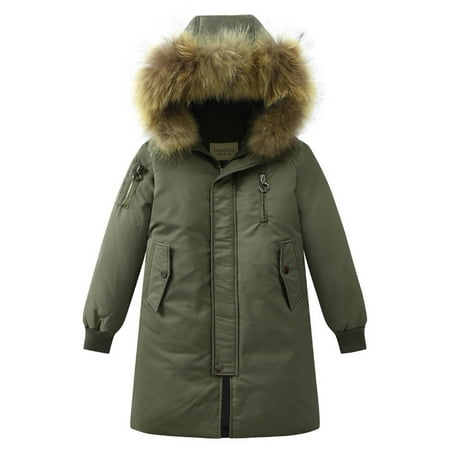 

Dadaria Toddler Winter Coat 4-14T Kids Girls Boys Hooded Down Coats Winter Warm Jacket Solid Puffers Outerwear Army Green 170 Toddler