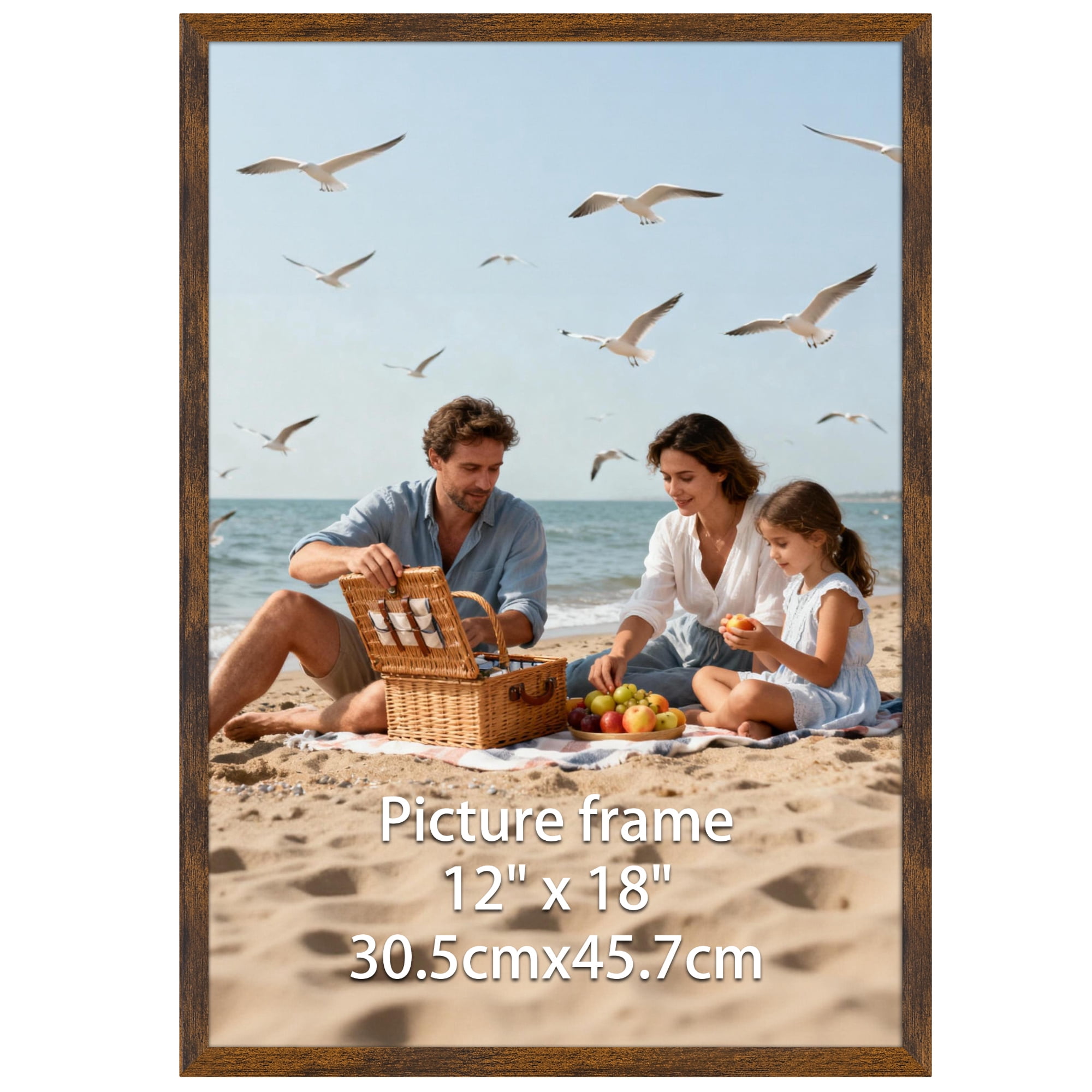 12x18 Picture Frame（1 Pack）, Rustic Photo Frames 12x18 for Tabletop or Wall Vertical or Horizontal Display, Black