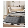 thumbnail image 5 of Folding Storage Ottoman, 43 Inch Linen Footrest, Multi-Purpose Storage Bench, End of Bed Organizer for Living Room & Bedroom - Dark Gray, 5 of 8