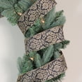 thumbnail image 3 of Northlight Black and Gold Damask Christmas Wired Craft Ribbon 2.5" x 16 Yards, 3 of 3