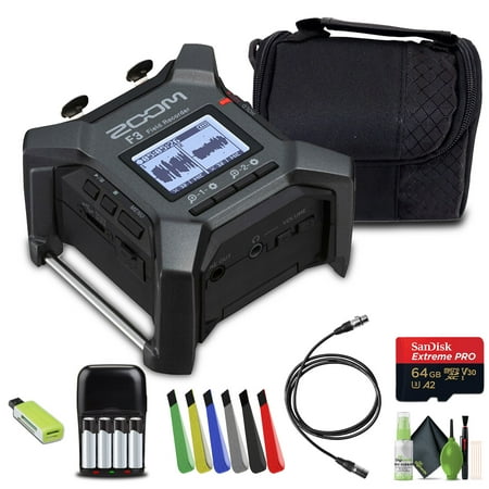 Zoom F3 Professional 2 Channel Field Recorder 32-bit Float Recording with Accessories