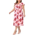 Agnes Orinda Plus Size Floral Dress for Women Sleeveless Ruffle Sleeves