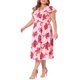 thumbnail image 4 of Vestido floral de talla grande para mujer Agnes Orinda con mangas cortas con volantes, lazo en la espalda, escote en V, vestido midi 4X Rosa, 4 of 6