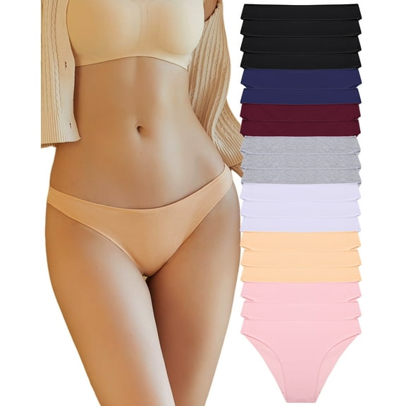 FINETOO 20 Pack Cotton Underwear For Women Breathable Soft Bikini Panties Low Rise Hipster Ladies Soft Cheeky S-XL