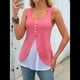 thumbnail image 4 of Camisetas de Tirantes de Verano para Mujer, Moda Informal, Sin Mangas, con Dobladillo Dividido y Botones, Chaleco de para Trabajo. Negro M, 4 of 7