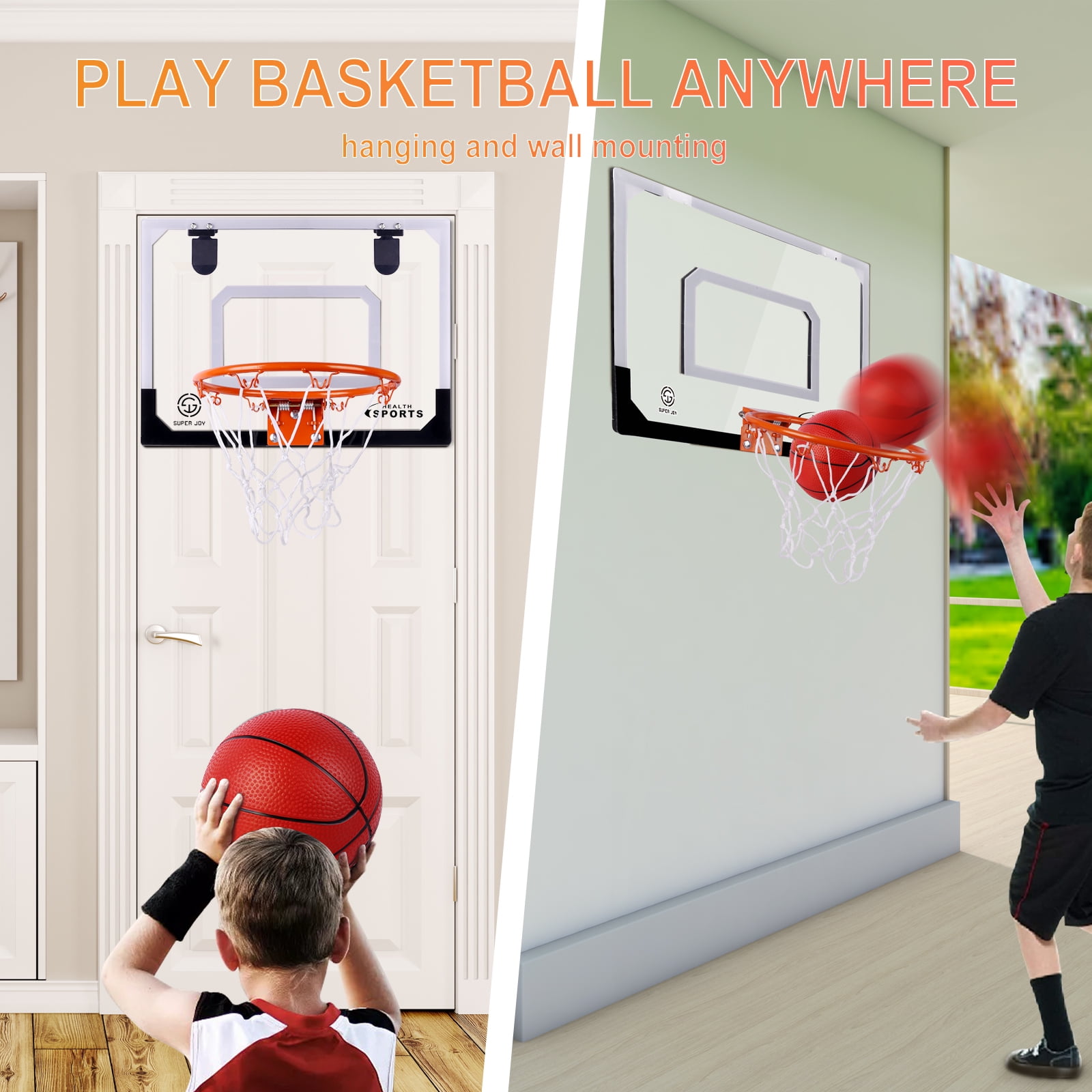 AOKESI Indoor Basketball Hoop Set for Kids, Basketball Hoops with 3 Balls & 1 Nylon Net Indoor/Outdoor Door Basketball Hoops Game Gifts for Adults