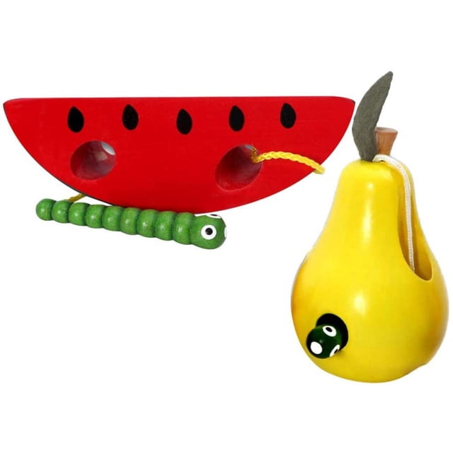 Juguete con cordones Cordones de madera Juguetes para enhebrar frutas Bloques de madera Juego de rompecabezas Aprendizaje temprano Habilidades motoras finas Juguete Montessori Regalo para bebés y