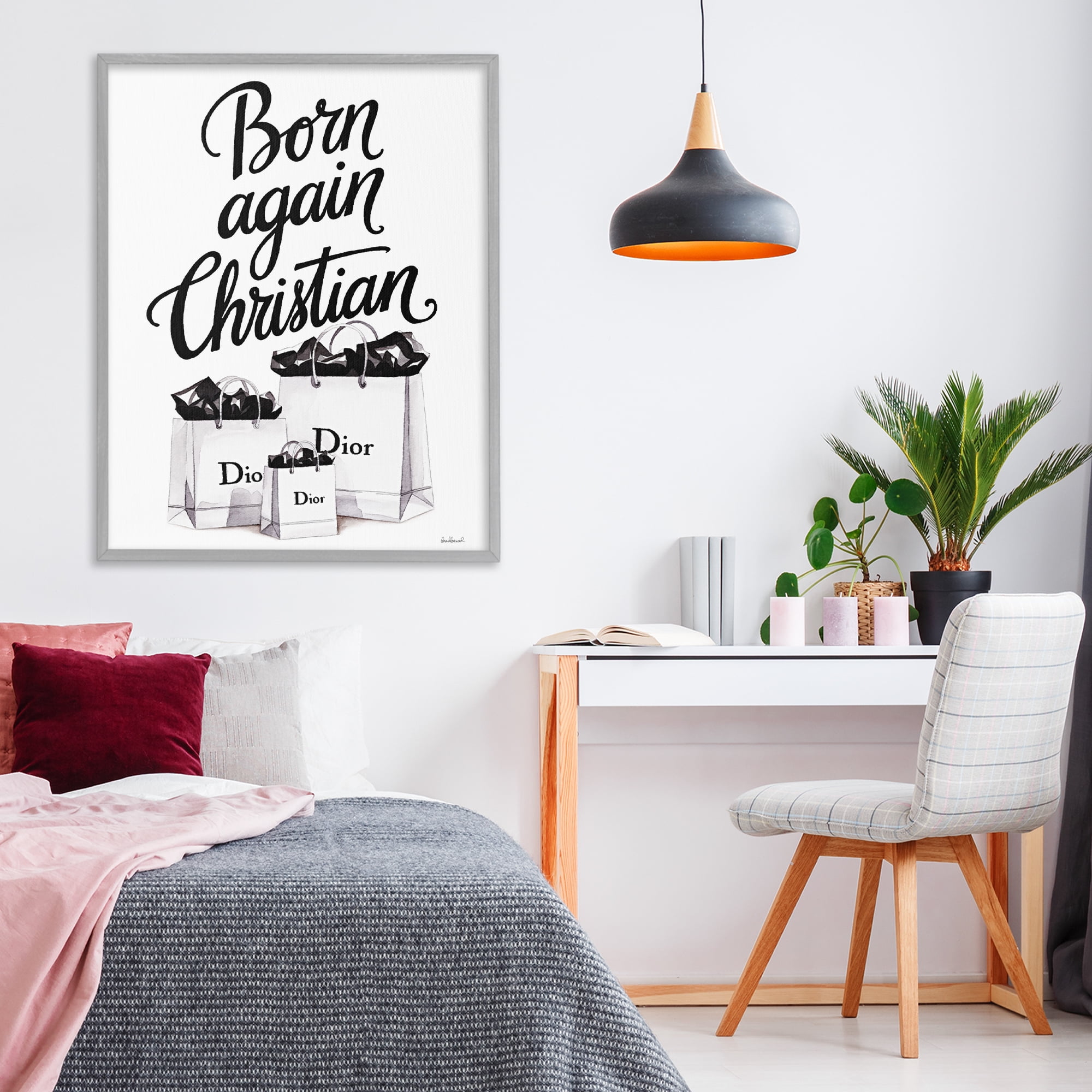Christian & Shopping Bags Gray Framed Giclee Art, design by Amanda Greenwood