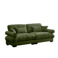 thumbnail image 5 of Comfy Deep Seat Sofa, Upholstered Sectional Sofa Couches with Armrests and Throw Pillows, 2 Seater Sofa for Living Room, Office, Apartment, Loveseat Sofa, Olive green, 5 of 6