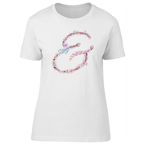 Cute & Floral Capital Letter E T-Shirt Women -Image by Shutterstock, Female Large