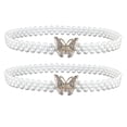 thumbnail image 1 of Cinturón de perlas con diseño de mariposa dorada, 2 unidades, elástico, con diamantes de imitación, para mujeres y niñas, color blanco, 1 of 8