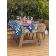 thumbnail image 2 of Outdoor Tablecloth with Umbrella Hole and Zipper, Independence Day Rectangle Table Cloth 60x102 Inch Waterproof Tablecloth, Farmhouse American Flag Butterflies Wood Picnic Table Cover for Patio, 2 of 7